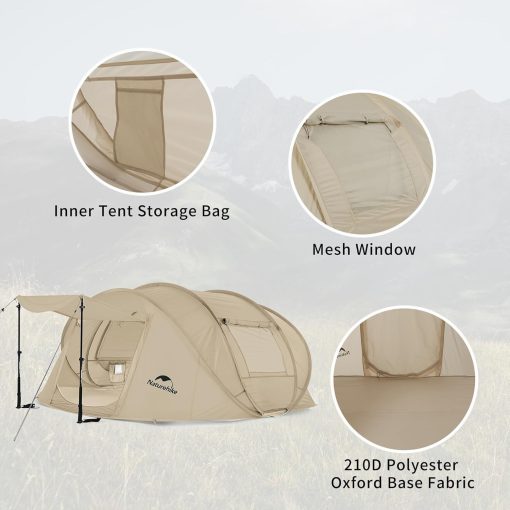 Naturehike 3-4 Kişilik Geniş Otomatik Popup Çadır - Görsel 5