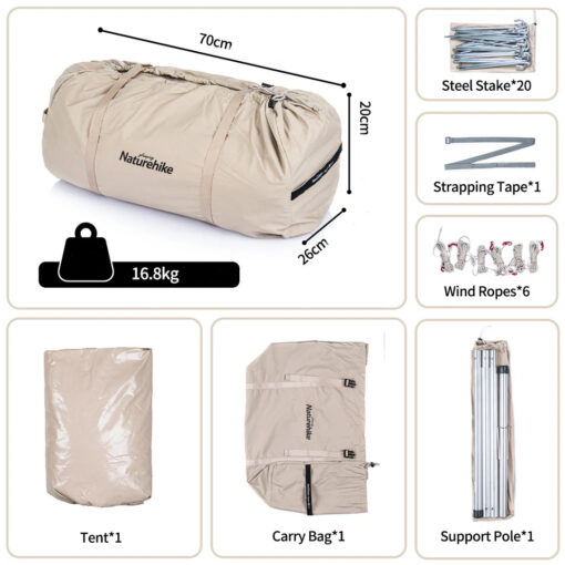 Naturehike Brighten 6.4 Lüks Piramit Glamping Çadır - Görsel 12