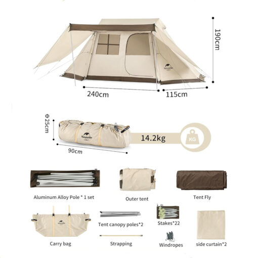 Naturehike Village 5 Çadır Otomatik Lüks Aile Çadırı - Görsel 8