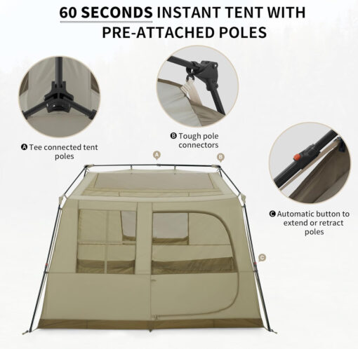 Naturehike Village 6 Çadır Otomatik Glamping Aile Çadırı - Görsel 3