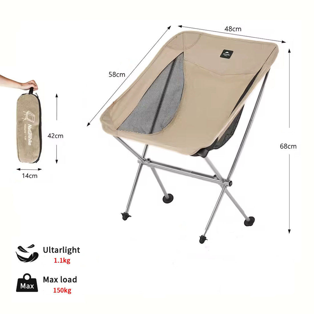 Naturehike Katlanır Kamp Sandalyesi - Ultra Portatif - Görsel 7