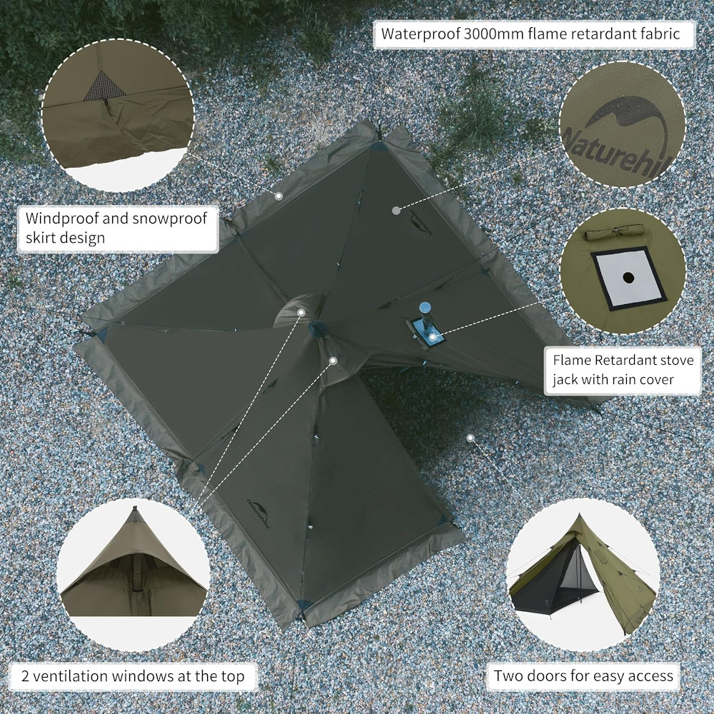 Naturehike Ranch Fire 2 Piramid Termal Çadır - Görsel 6