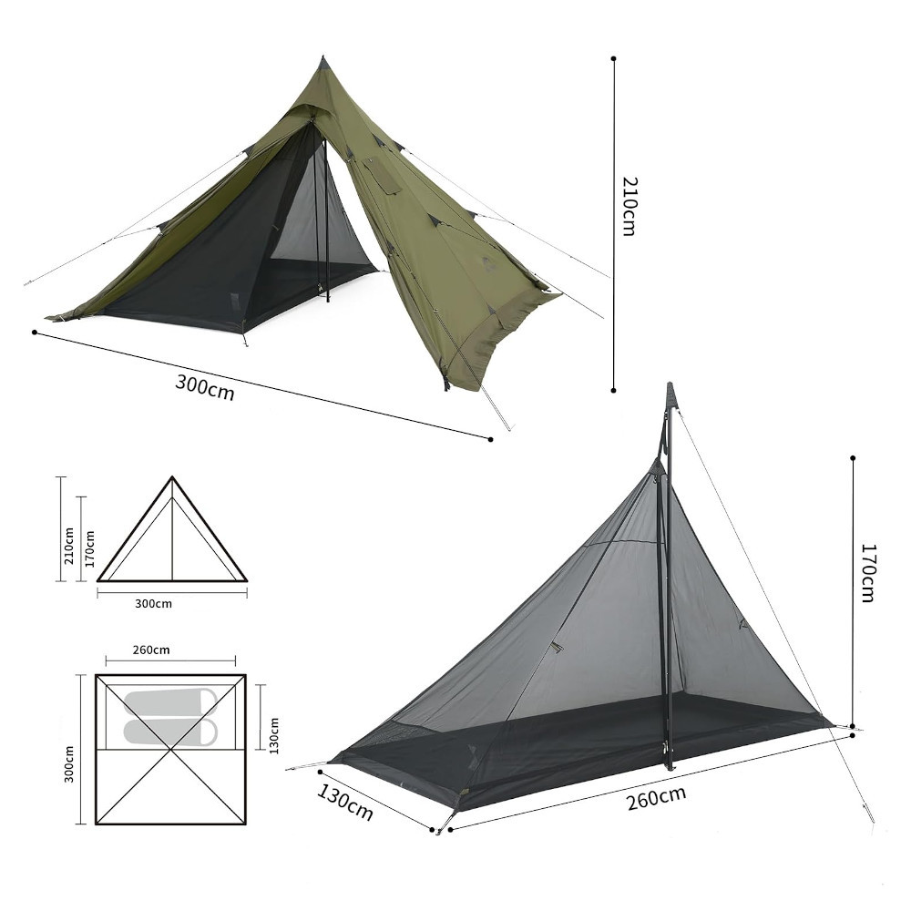 Naturehike Ranch Fire 2 Piramid Termal Çadır - Görsel 9
